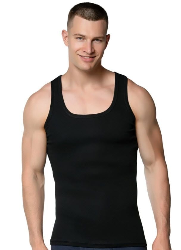 Gümüş Erkek Renkli Ribana Atlet Siyah/Gri 4004