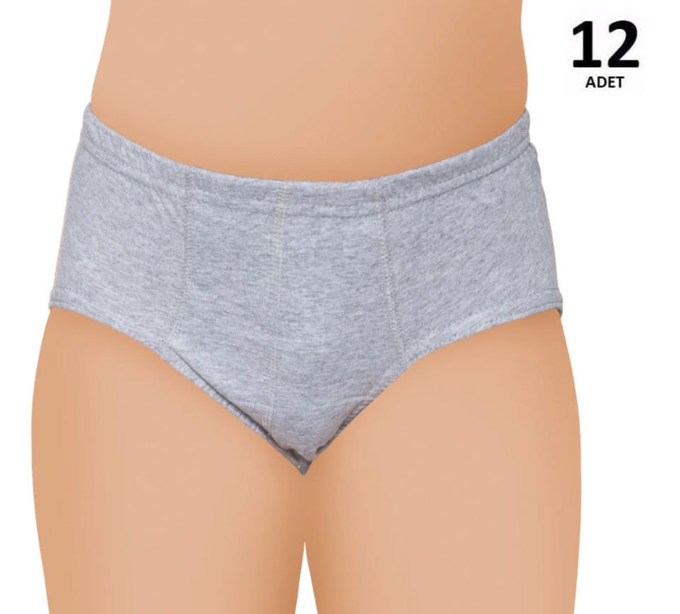 Sedef Yıldızı Erkek Çocuk Penye Renkli Kom Slip Külot 12'li 1036 Saks/Gri