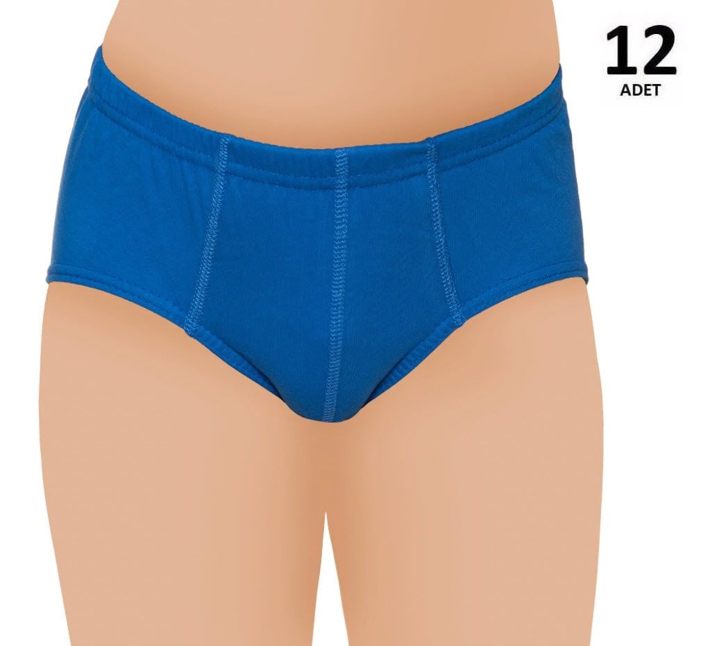 Sedef Yıldızı Erkek Çocuk Penye Renkli Kom Slip Külot 12'li 1036 Saks/Gri