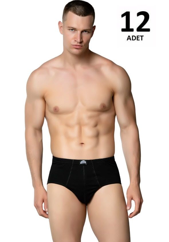 Gümüş Erkek Penye Renkli Kom Slip Külot Siyah/Gri 12'li 4014