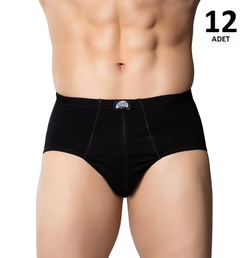 Gümüş Erkek Penye Renkli Kom Slip Külot Siyah/Gri 12'li 4014