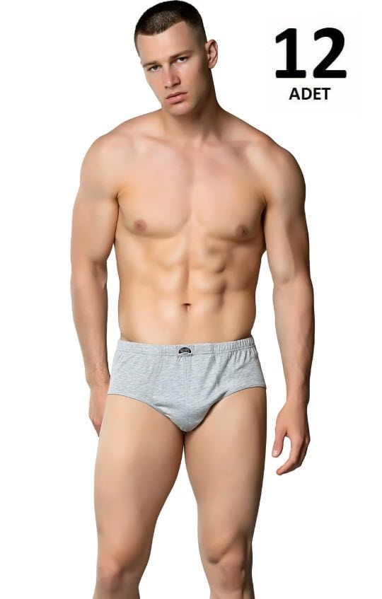 Gümüş Erkek Penye Renkli Kom Slip Külot Siyah/Gri 12'li 4014