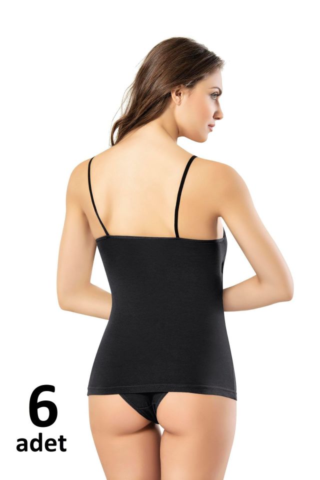 KOTA BAYAN MODELLİ ATLET Siyah/Beyaz 6'lı K6351