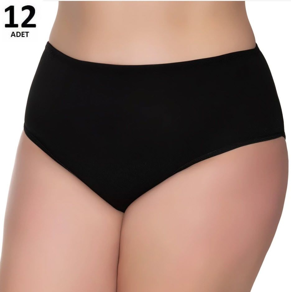 Sedef Yıldızı Kadın Ribana Bato Külot 12'li 1047 Siyah/Gri/Ten/Beyaz