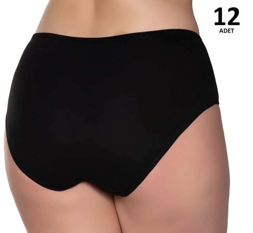Sedef Yıldızı Kadın Ribana Bato Külot 12'li 1047 Siyah/Gri/Ten/Beyaz