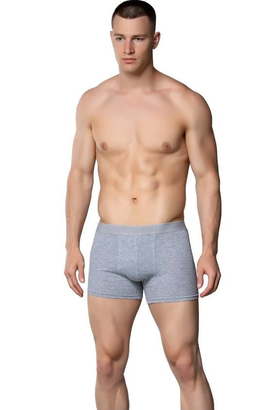 Gümüş Erkek Likralı Boxer Beyaz/Siyah/Gri 4018