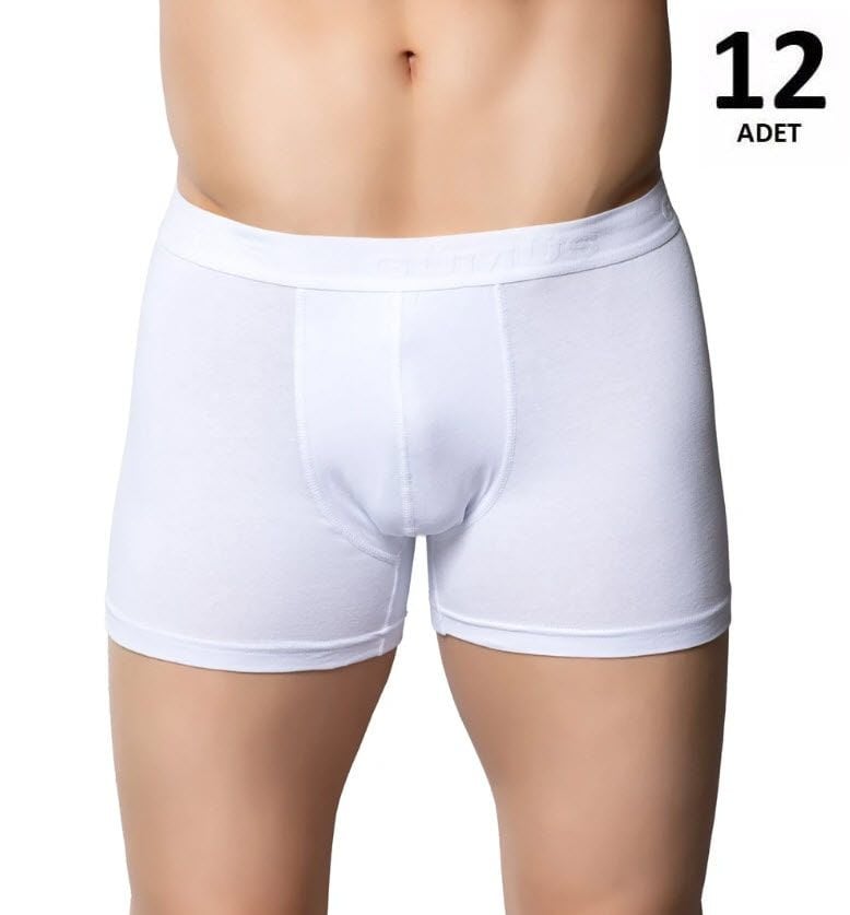 Gümüş Erkek Likralı Boxer Beyaz/Siyah/Gri 12' li 4018