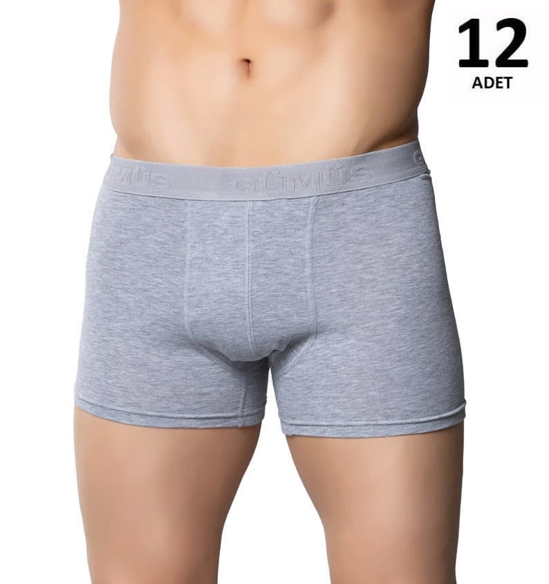 Gümüş Erkek Likralı Boxer Beyaz/Siyah/Gri 12' li 4018