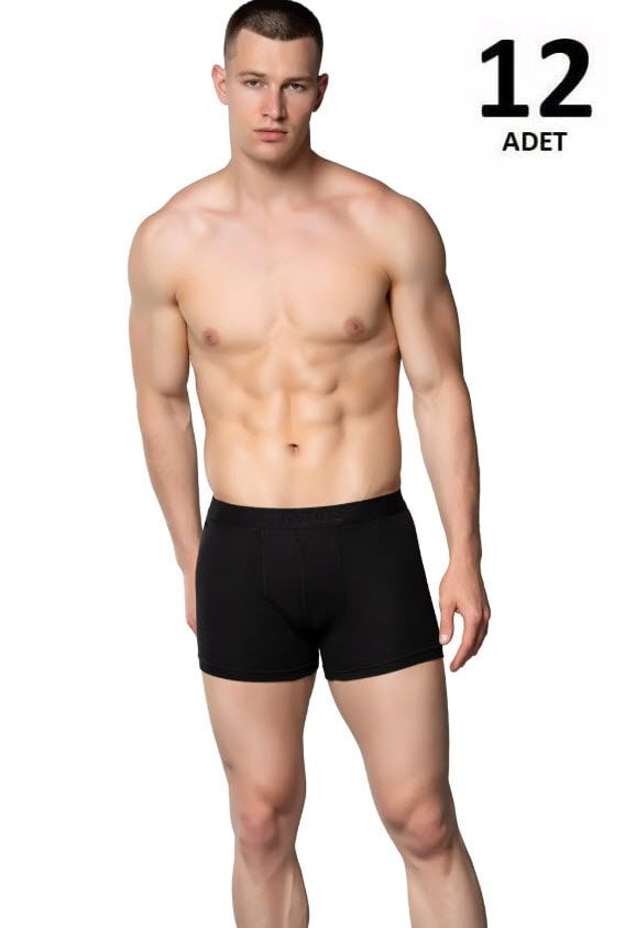 Gümüş Erkek Likralı Boxer Beyaz/Siyah/Gri 12' li 4018