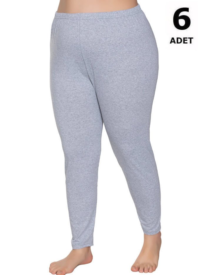 Sedef  Yıldızı Kadın Likralı Uzun Tayt 6'lı 1048 Siyah/Gri