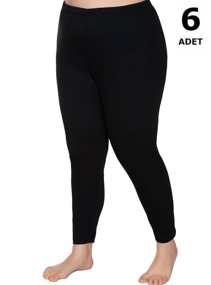 Sedef  Yıldızı Kadın Likralı Uzun Tayt 6'lı 1048 Siyah/Gri