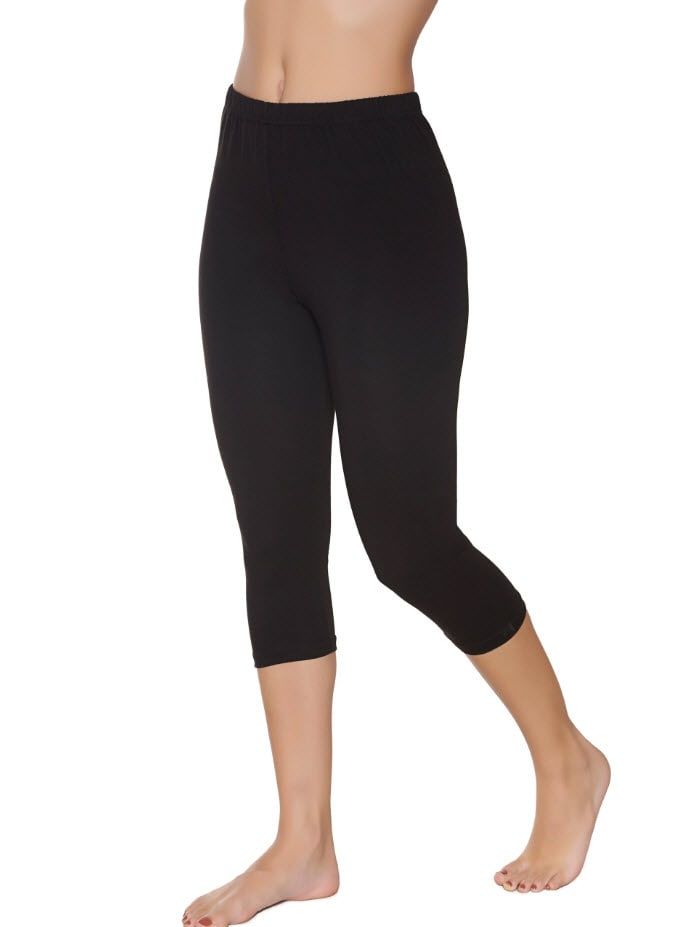 Sedef Yıldızı Kadın Likralı Diz Altı Tayt 1049 Siyah/Gri