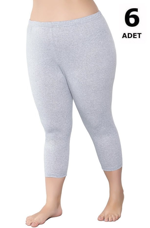 Sedef Yıldızı Kadın Likralı Diz Altı Tayt 6'lı 1049 Siyah/Gri