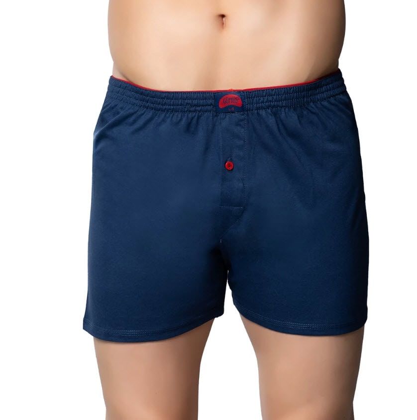 Gümüş Erkek Penye Havlu Bel Düz Boxer 4020 LACİVERT - M
