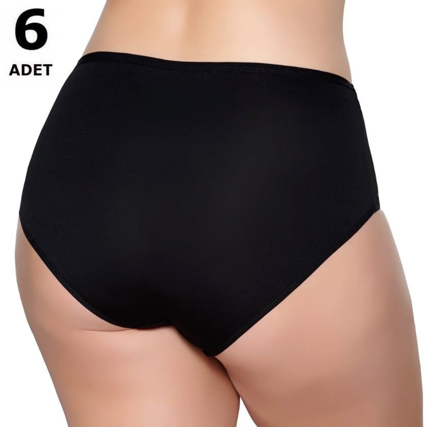 Tutku 0924 Bayan Likralı Elastan Bato Külot 6'lı Siyah/Beyaz/Gri/Ten