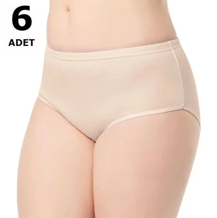 Tutku 0924 Bayan Likralı Elastan Bato Külot 6'lı Siyah/Beyaz/Gri/Ten TEN - 2