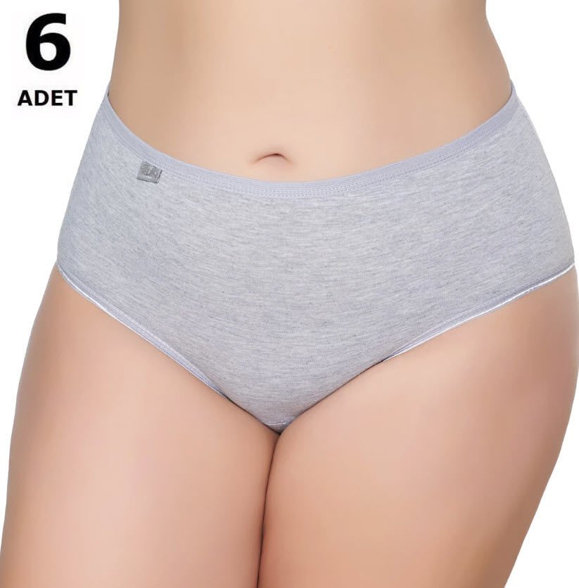 Tutku 0924 Bayan Likralı Elastan Bato Külot 6'lı Siyah/Beyaz/Gri/Ten GRİ - 2