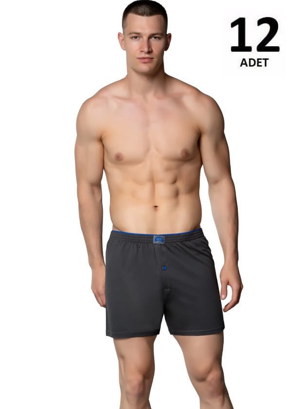 Gümüş Erkek Penye Havlu Bel Düz Boxer 12'li 4020