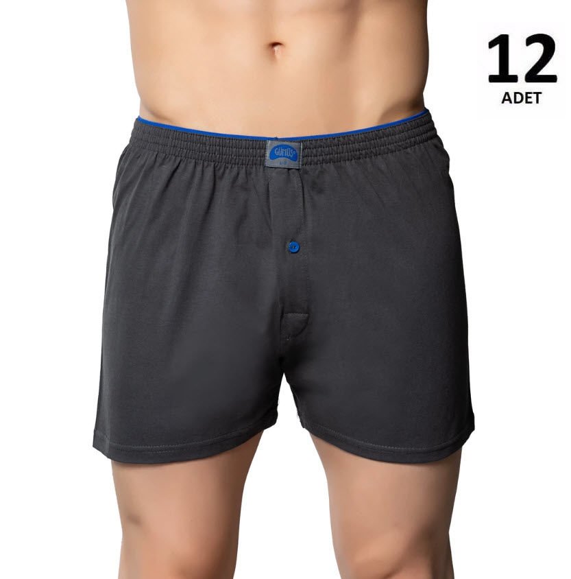 Gümüş Erkek Penye Havlu Bel Düz Boxer 12'li 4020