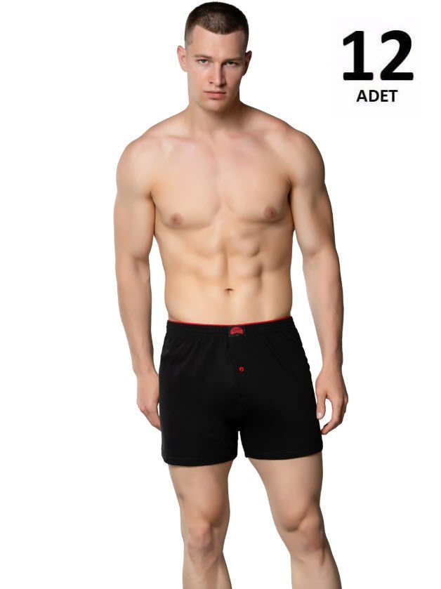 Gümüş Erkek Penye Havlu Bel Düz Boxer 12'li 4020