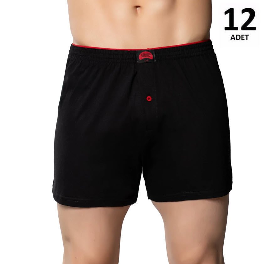 Gümüş Erkek Penye Havlu Bel Düz Boxer 12'li 4020