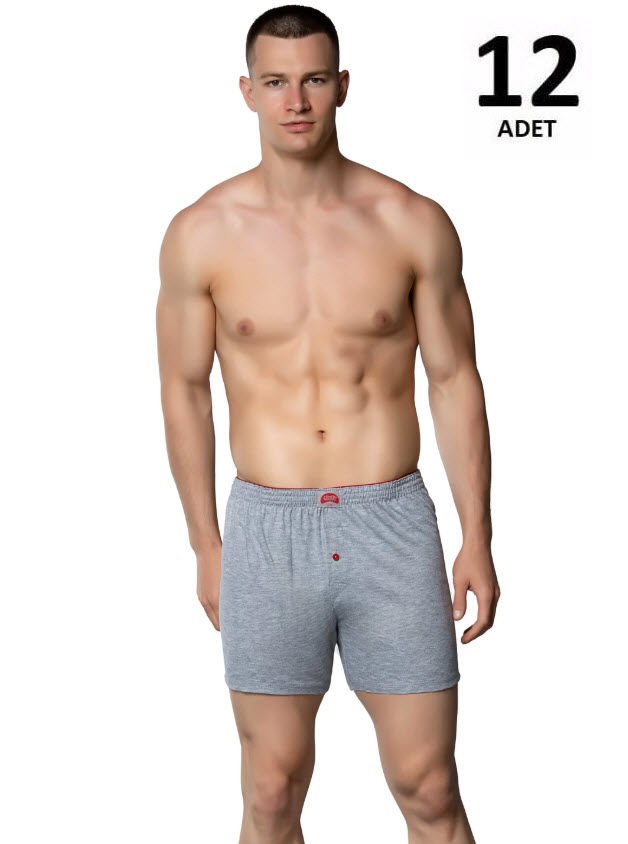 Gümüş Erkek Penye Havlu Bel Düz Boxer 12'li 4020