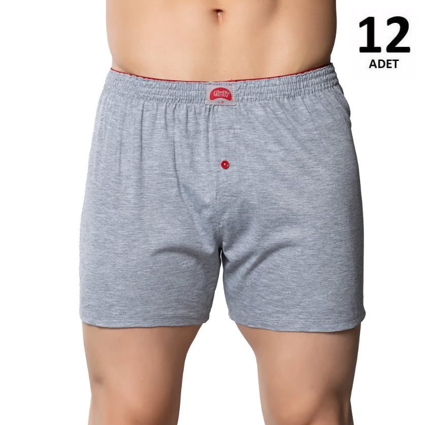 Gümüş Erkek Penye Havlu Bel Düz Boxer 12'li 4020