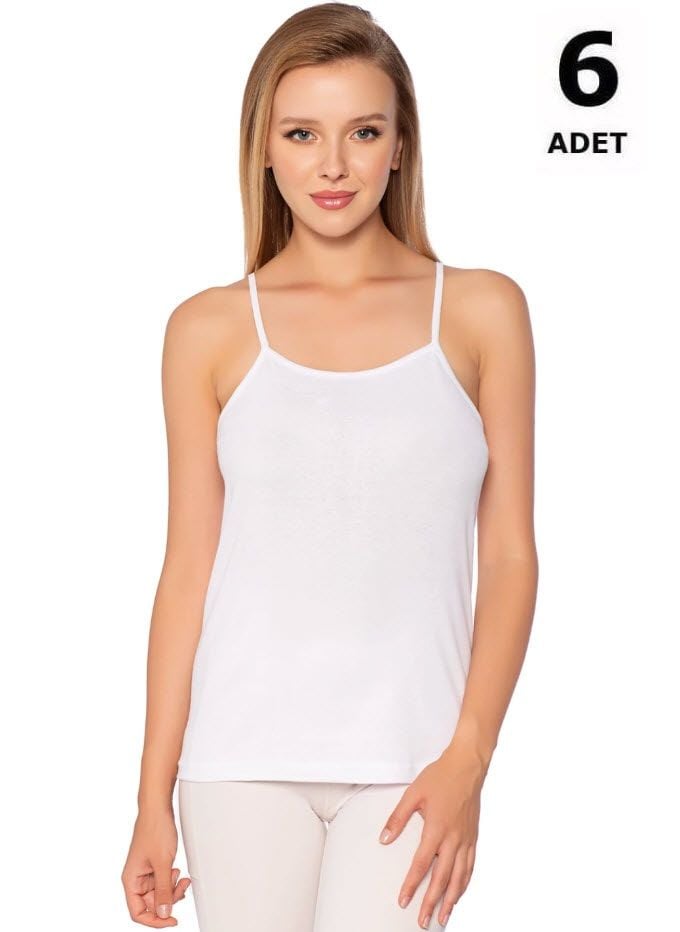 Sedef  Yıldızı Kadın Penye İp Askılı Düz Biye Atlet 6'lı 1055