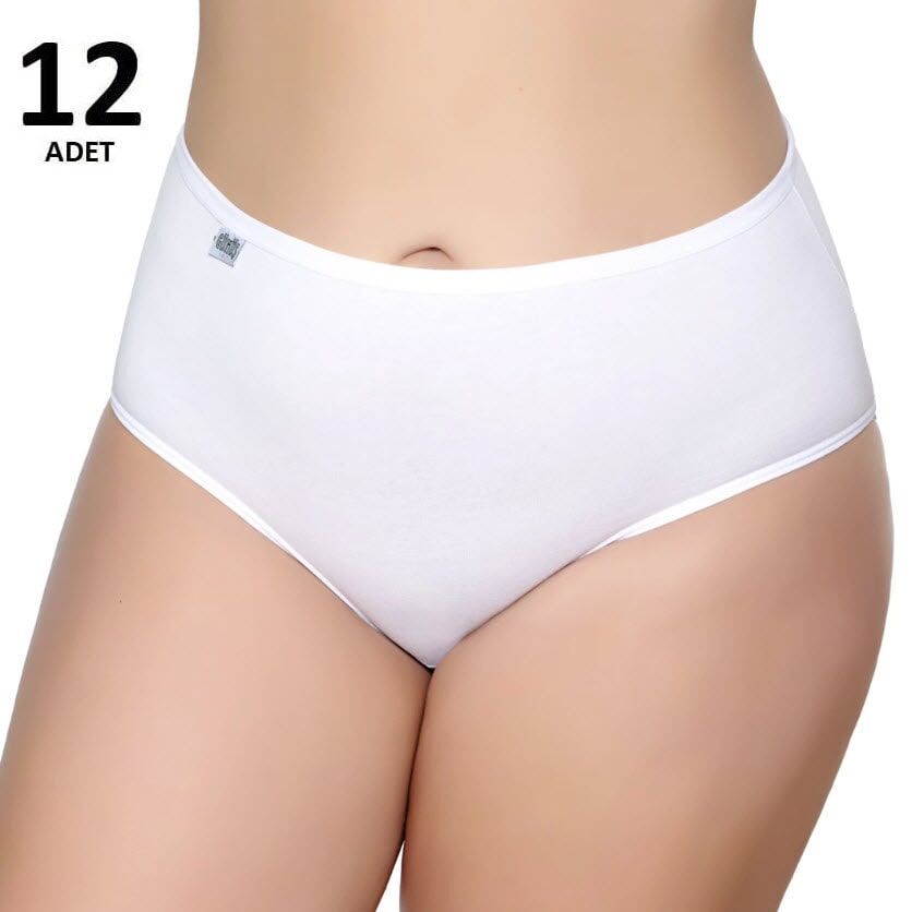 Tutku 0924 Bayan Likralı Elastan Bato Külot 12'li Siyah/Beyaz/Gri/Ten BEYAZ - 4