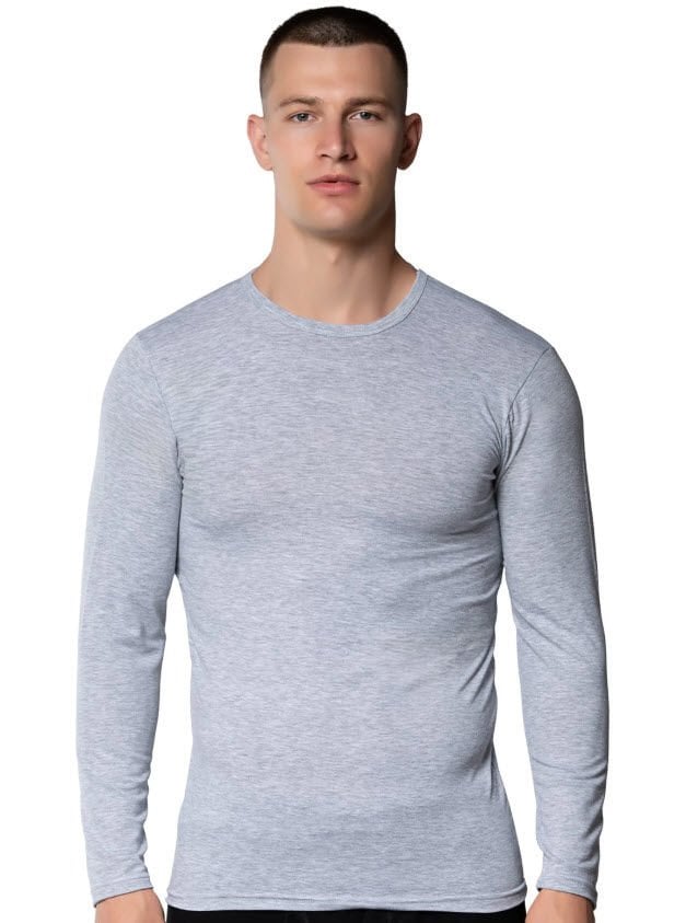 Gümüş Erkek Likralı Uzun Kol Fanila Atlet Gri/Siyah/Beyaz 4022