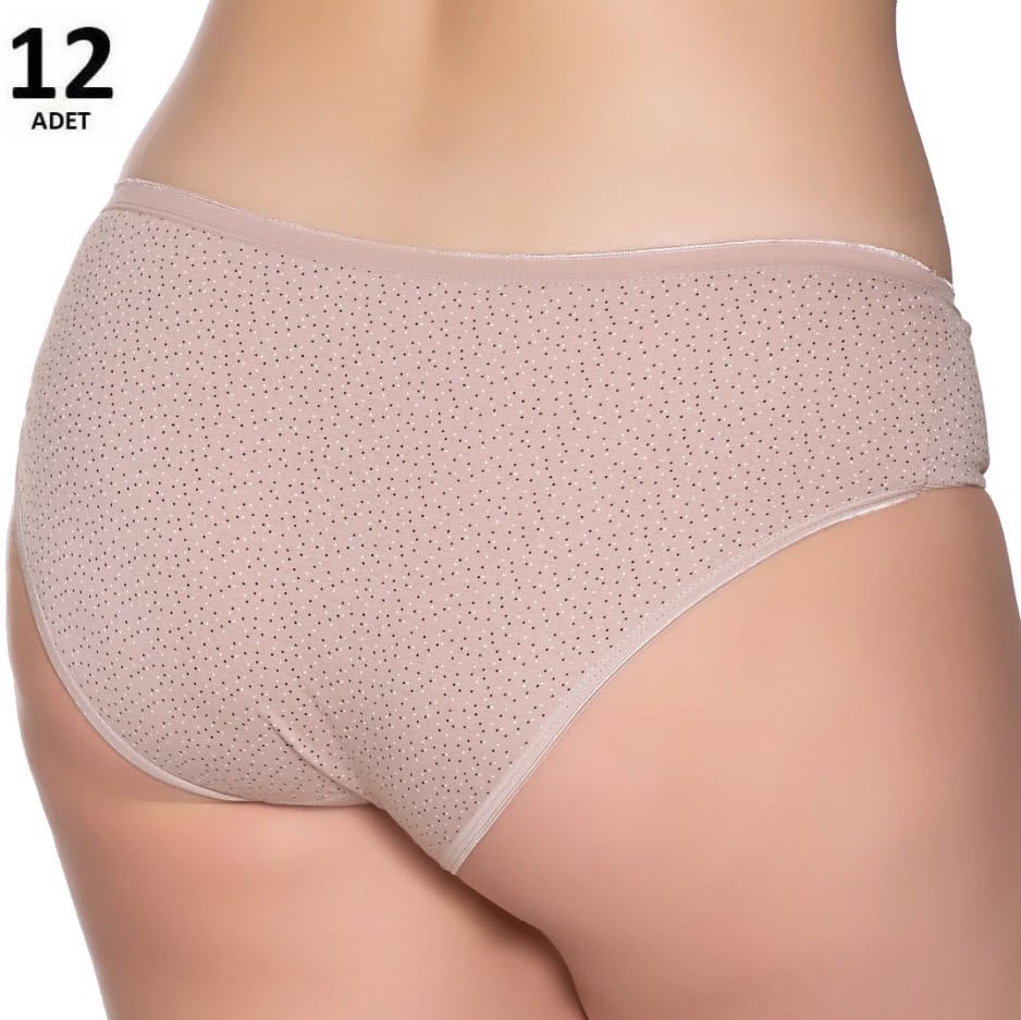 Sedef  Yıldızı Kadın Likralı Desenli Bato Külot 12' li 1059