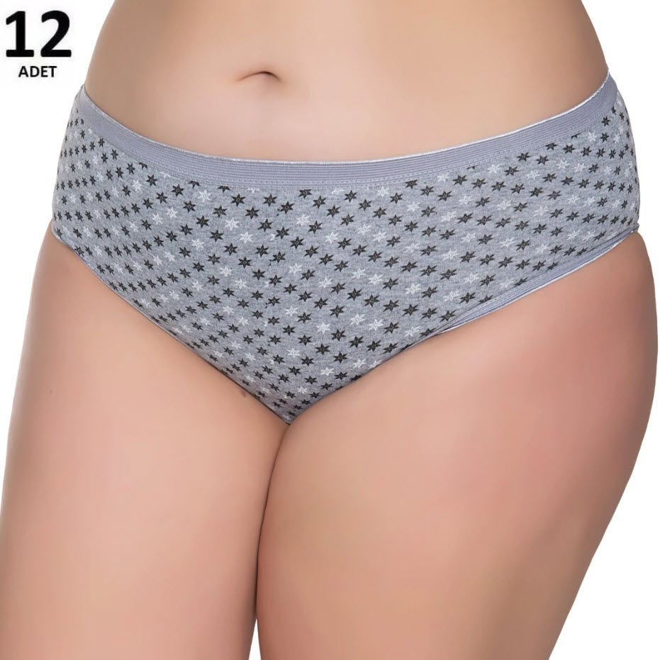 Sedef  Yıldızı Kadın Likralı Desenli Bato Külot 12' li 1059