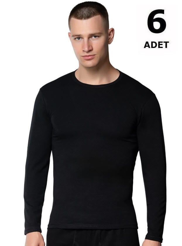 Gümüş Erkek Likralı Uzun Kol Fanila Atlet Gri/Siyah/Beyaz 6'lı 4022