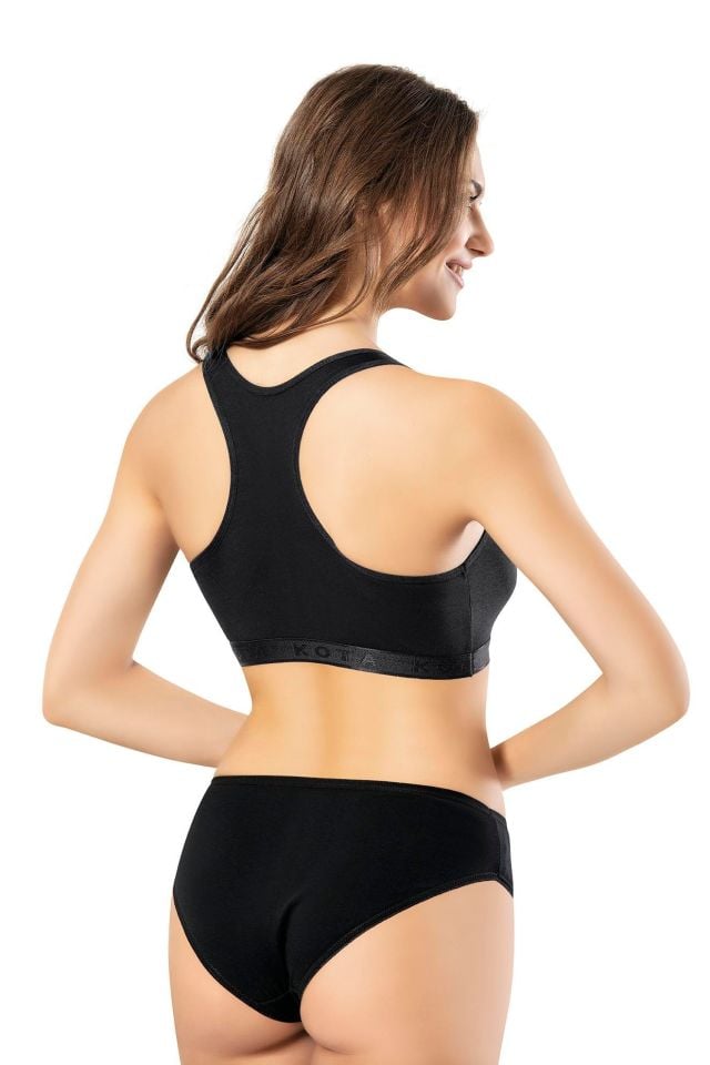 KOTA BAYAN RAMBO ASKILI PEDLİ BÜSTİYER Siyah/Beyaz/Ten K6314