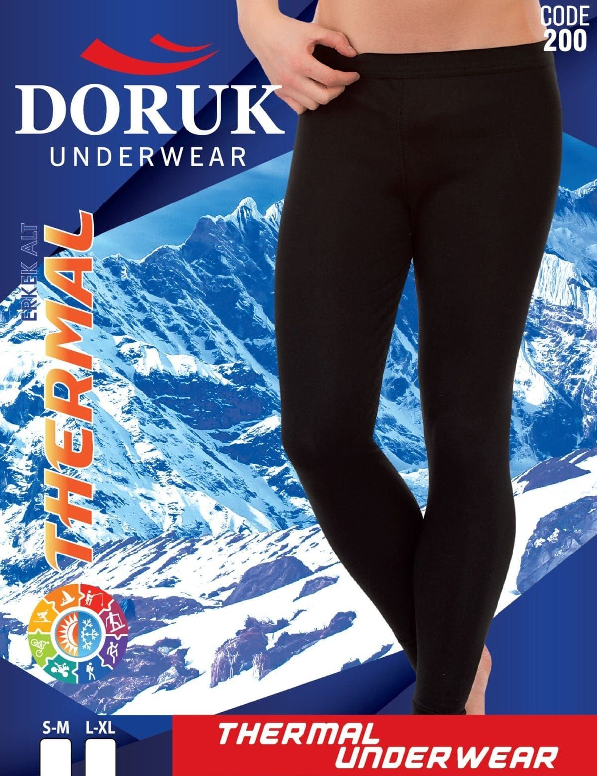 Doruk Erkek Termal Alt SİYAH - S-M