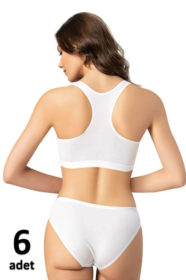 KOTA BAYAN RAMBO ASKILI PEDLİ BÜSTİYER Siyah/Beyaz/Ten 6'lı K6314