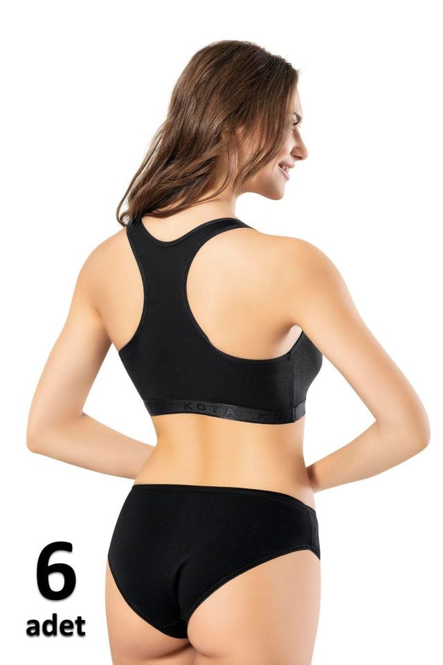 KOTA BAYAN RAMBO ASKILI PEDLİ BÜSTİYER Siyah/Beyaz/Ten 6'lı K6314