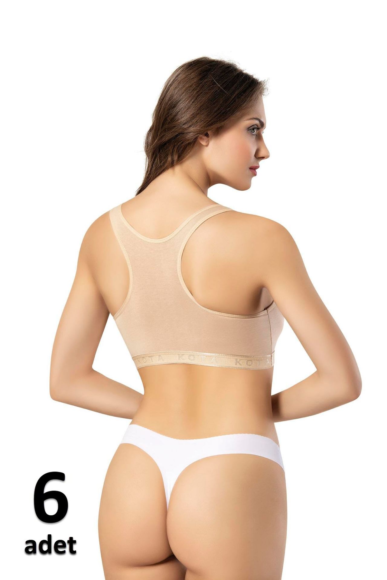 KOTA BAYAN RAMBO ASKILI PEDLİ BÜSTİYER Siyah/Beyaz/Ten 6'lı K6314