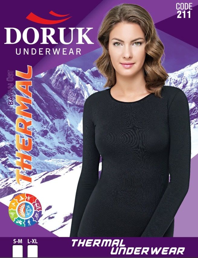 Doruk Bayan Termal Fanila SİYAH - S-M