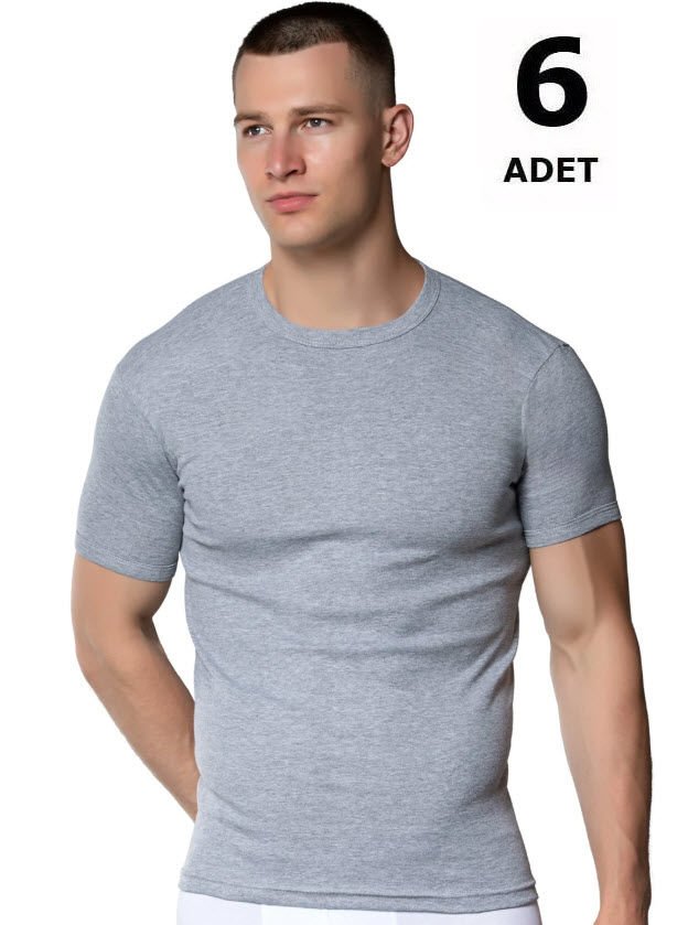 Gümüş Erkek Spor Kollu Fanila Beyaz/Siyah/Gri 6'lı 4050