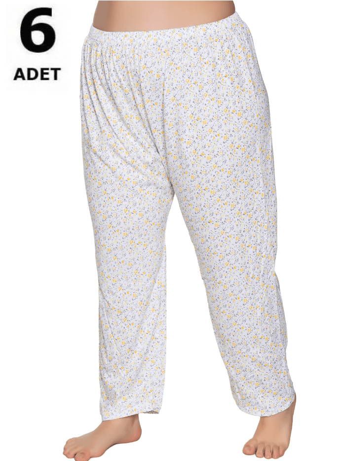 Sedef Yıldızı Kadın Penye Empirme Uzun Düz Paça Pijama 6'lı 1074