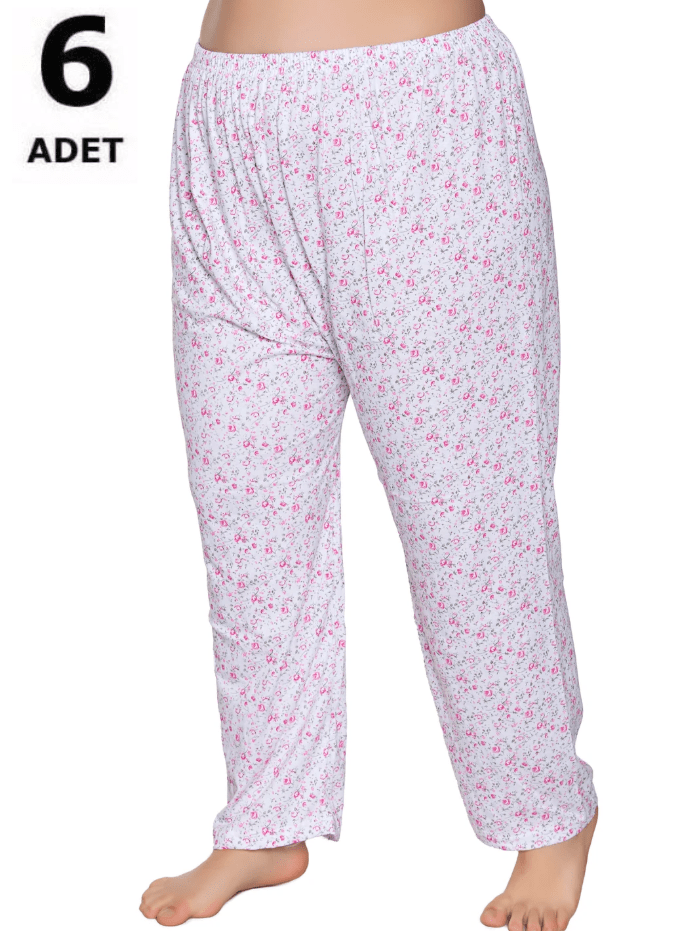 Sedef Yıldızı Kadın Penye Empirme Uzun Düz Paça Pijama 6'lı 1074