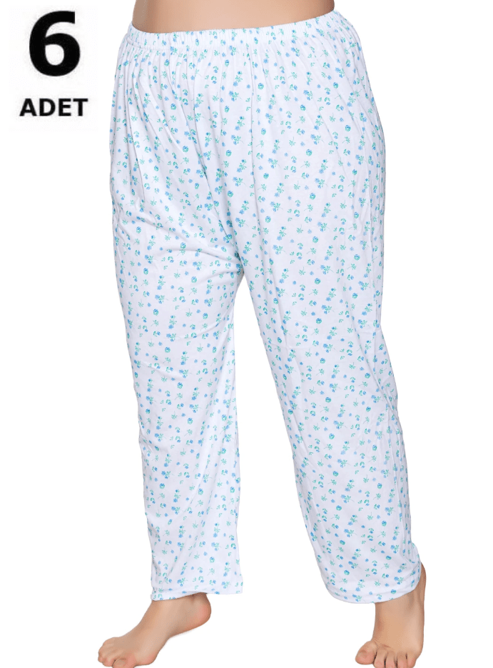 Sedef Yıldızı Kadın Penye Empirme Uzun Düz Paça Pijama 6'lı 1074