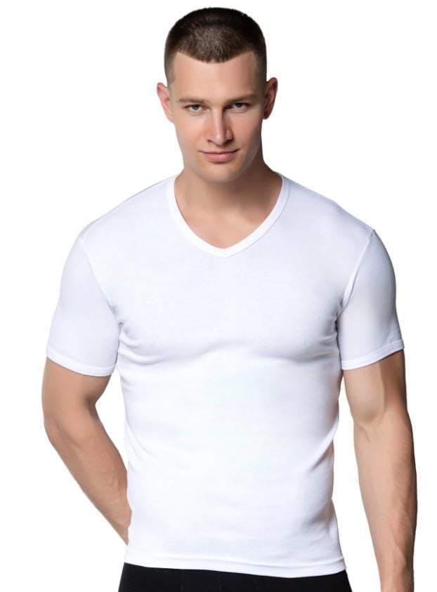Gümüş Erkek V Yaka Spor Kollu Fanila Beyaz/Siyah/Gri 4051