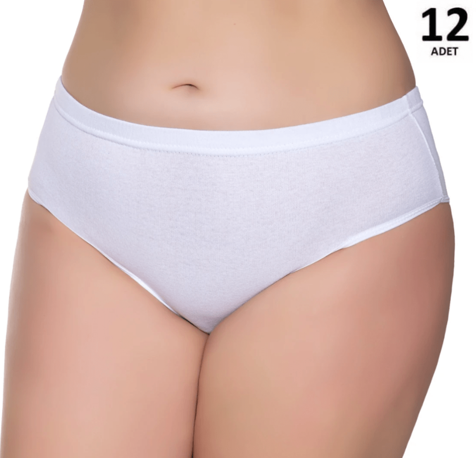 Sedef  Yıldızı Kadın Ribana Bato Külot 12' li 1075 Siyah/Beyaz/Ten/Gri