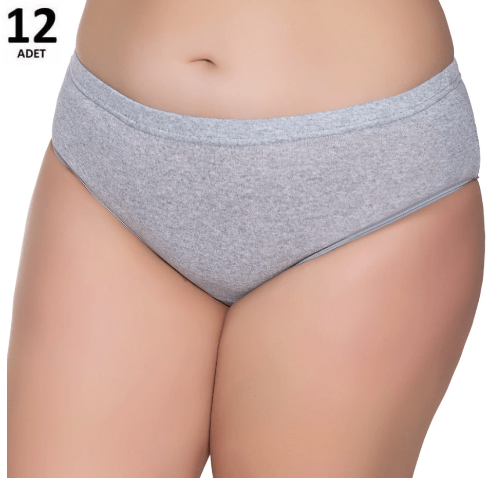 Sedef  Yıldızı Kadın Ribana Bato Külot 12' li 1075 Siyah/Beyaz/Ten/Gri