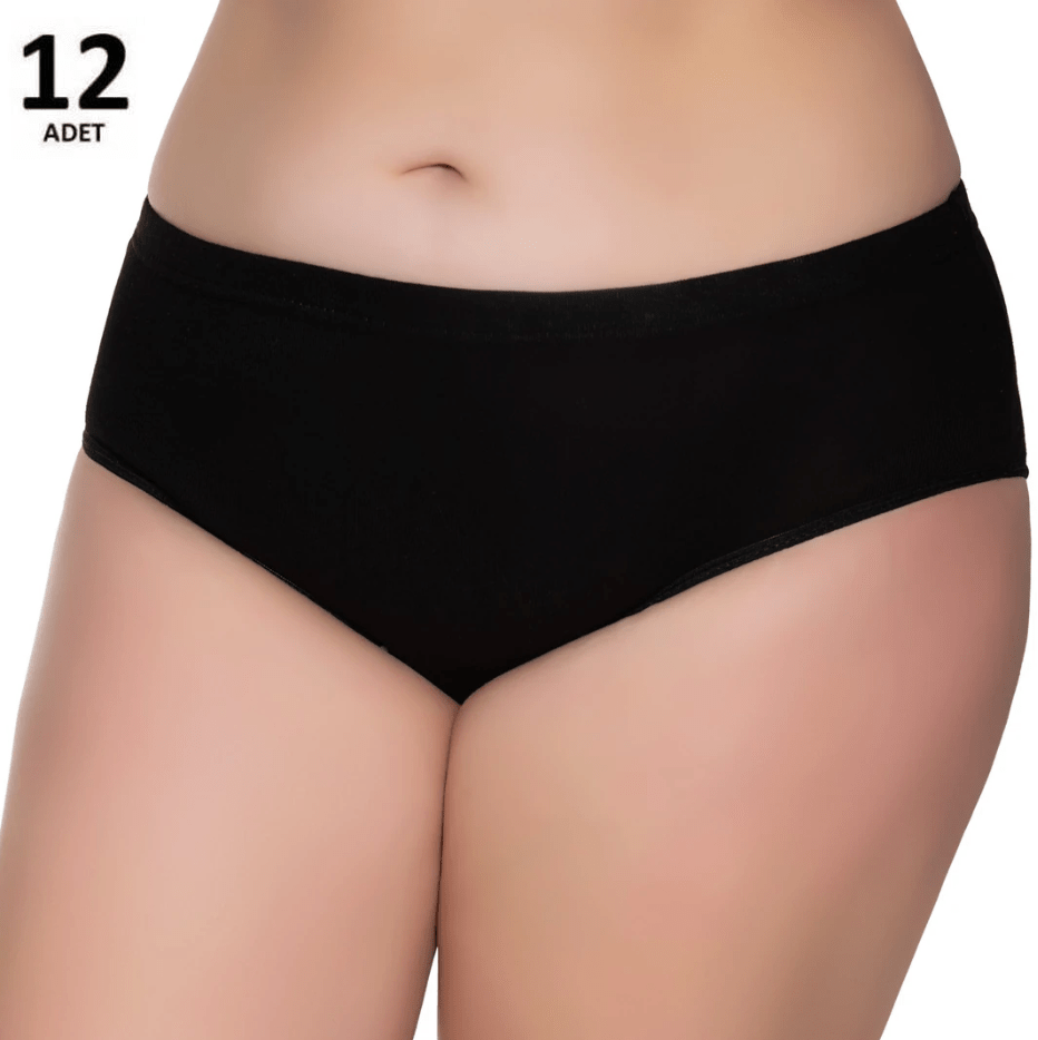 Sedef  Yıldızı Kadın Ribana Bato Külot 12' li 1075 Siyah/Beyaz/Ten/Gri