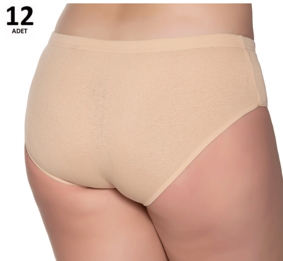 Sedef  Yıldızı Kadın Ribana Bato Külot 12' li 1075 Siyah/Beyaz/Ten/Gri