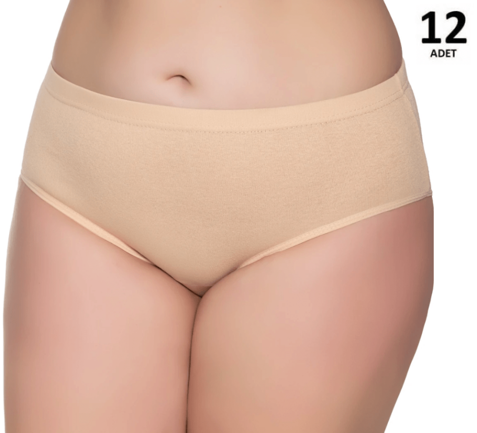 Sedef  Yıldızı Kadın Ribana Bato Külot 12' li 1075 Siyah/Beyaz/Ten/Gri