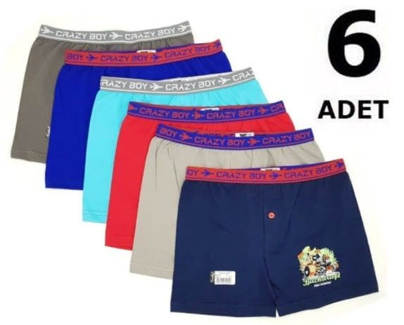 Tutku 0253 Erkek Çocuk Elastan Baskılı Boxer 6'lı